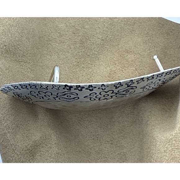 Oval Hammered Stamped Metal Belt Buckle Silver Tone Handmade India Vintage - Picture 5 of 14